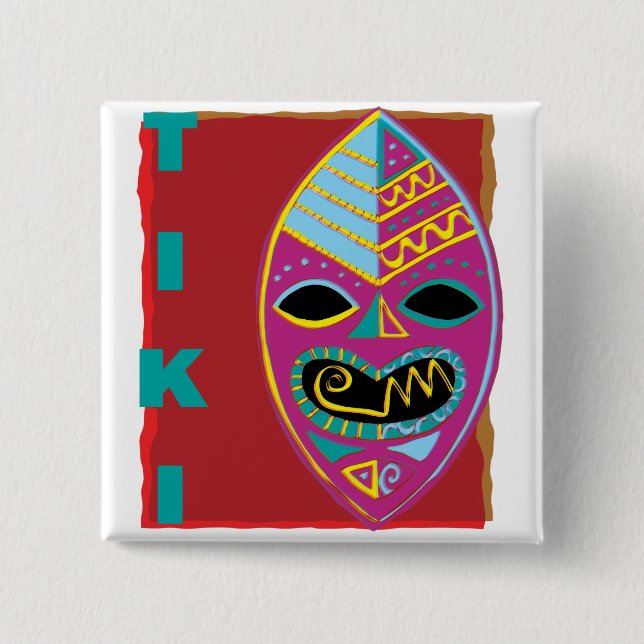 BÓTON QUADRADO 5.08CM MÁSCARA DE TIKI (Frente)