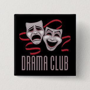 Bóton Quadrado 5.08cm Máscaras de Comédia e Tragédia do Clube de Teatro