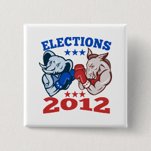 Bóton Quadrado 5.08cm Mascote republicana 2012 do elefante do asno de