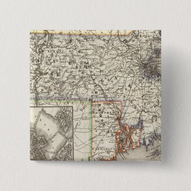 Bóton Quadrado 5.08cm Massachusetts, Rhode Island 2 (Frente)