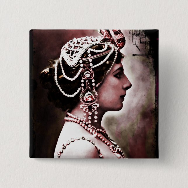 Bóton Quadrado 5.08cm Mata Hari 1910 (Frente)
