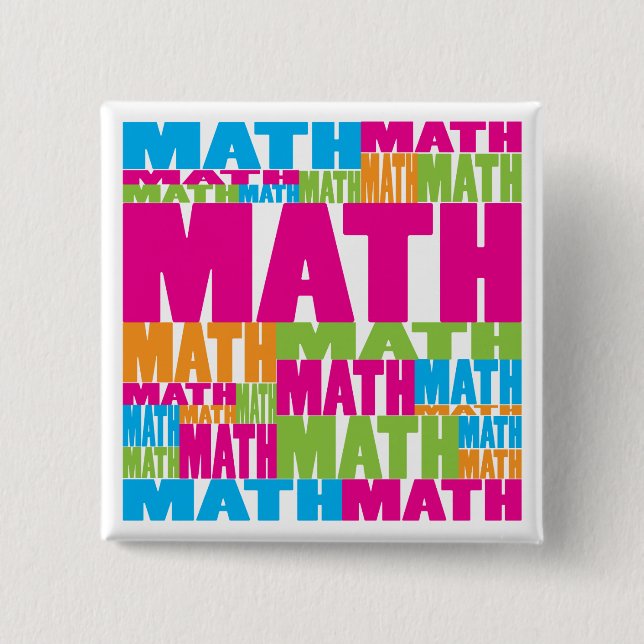 Bóton Quadrado 5.08cm Matemática colorida (Frente)