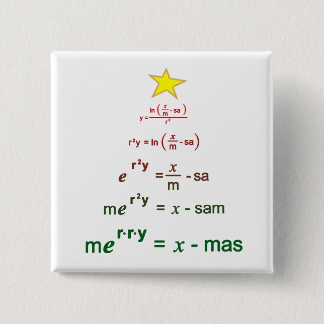 Bóton Quadrado 5.08cm Matemática de Natal (Frente)
