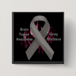 Bóton Quadrado 5.08cm Matérias cinzentas - consciência do tumor cerebr