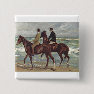 Bóton Quadrado 5.08cm Max Liebermann: Dois Cavaleiros na Praia Arte