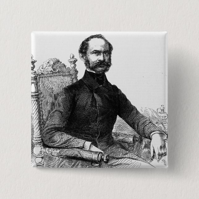 Bóton Quadrado 5.08cm Maximilian II, rei de Baviera (Frente)