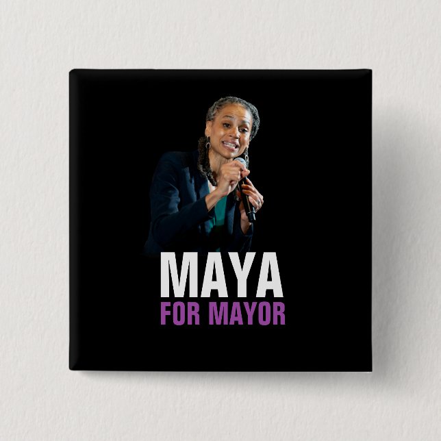 Bóton Quadrado 5.08cm Maya Wiley para o prefeito de Nova Iorque em 2021 (Frente)