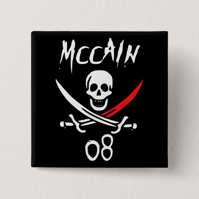 Bóton Quadrado 5.08cm McCAIN alegre 08 {ponta do sangue} (Frente)