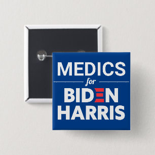 Bóton Quadrado 5.08cm Medicina para Biden Harris Texto Personalizado Azu