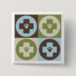 Bóton Quadrado 5.08cm Medicina veterinária do pop art