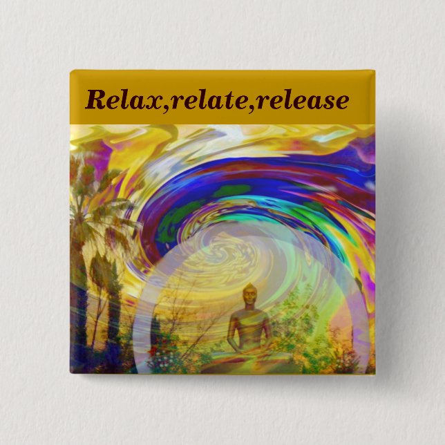 Bóton Quadrado 5.08cm Meditações e Cores_ (Frente)