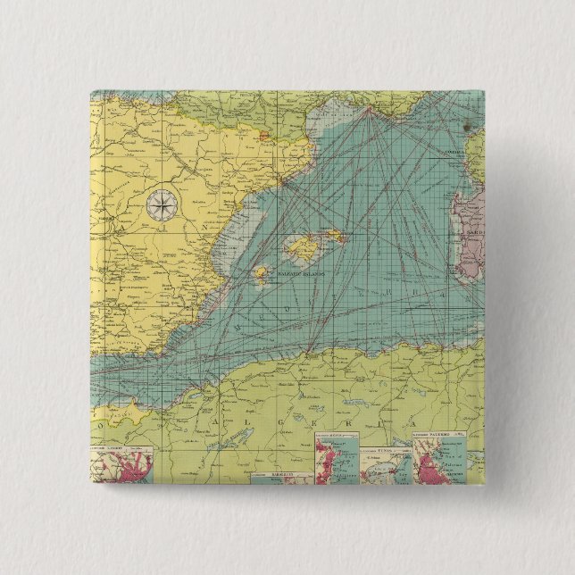 Bóton Quadrado 5.08cm Mediterrâneo Ocidental (Frente)