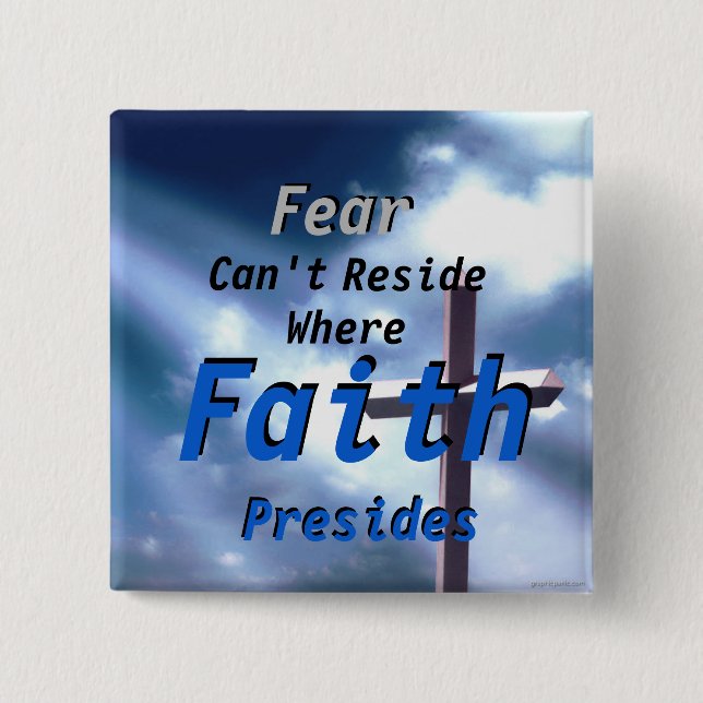 Bóton Quadrado 5.08cm Medo cristão contra o Pin da fé (Frente)
