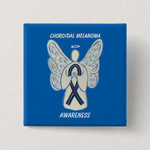 Bóton Quadrado 5.08cm Melanoma coroidal Anjo de Sensibilização