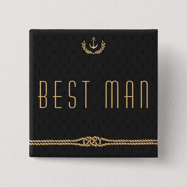 Bóton Quadrado 5.08cm Melhor Botões de casamento Náutico Homem (Frente)
