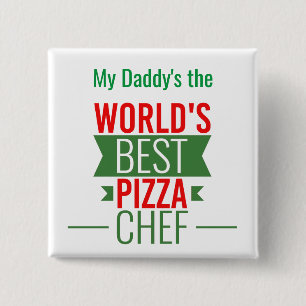 Bóton Quadrado 5.08cm Melhor Chef    de pizza do mundo - verde-vermelho