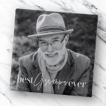 Bóton Quadrado 5.08cm Melhor Grampa já Foto Elegante Simples Moderna<br><div class="desc">Esta design simples e moderna é composta por tipografia serif e cursiva e adiciona uma foto personalizada</div>