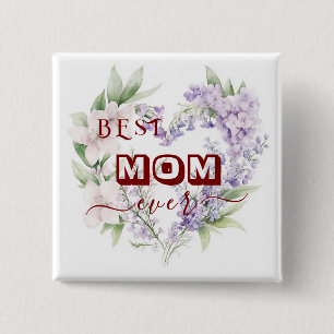 Bóton Quadrado 5.08cm Melhor Mãe de Sempre - Botão Quadrado de Dia de as