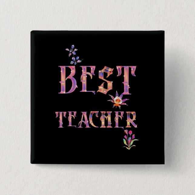 Bóton Quadrado 5.08cm Melhor Professora (Frente)