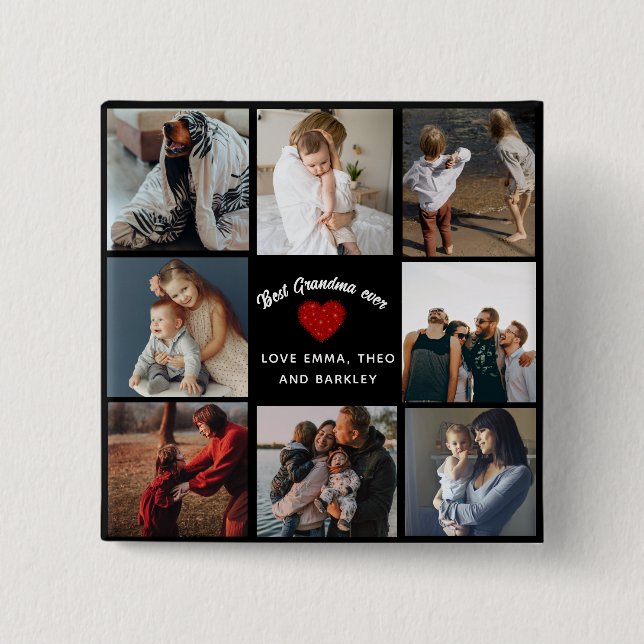 Bóton Quadrado 5.08cm Melhor Vovó Ever 4 Fotocolagem Diversão Maneira (Frente)