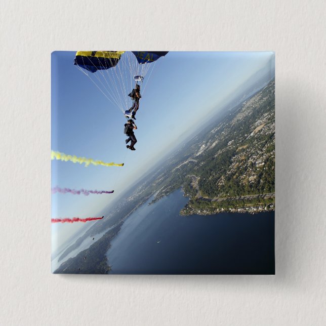 Bóton Quadrado 5.08cm Membros da Equipe de Paraquedas do Marinho dos EUA (Frente)