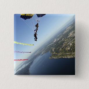 Bóton Quadrado 5.08cm Membros da Equipe de Paraquedas do Marinho dos EUA