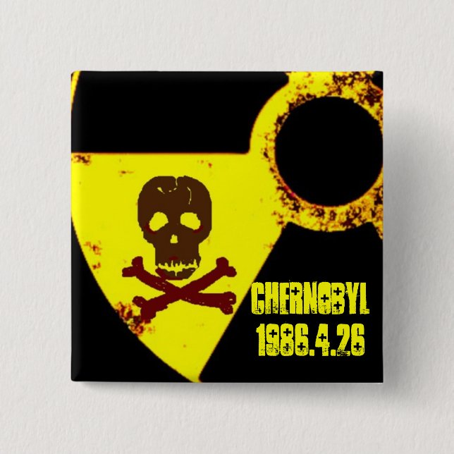 Bóton Quadrado 5.08cm Memória de Chernobyl anti nuclear (Frente)
