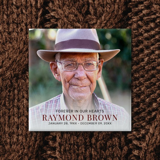 Bóton Quadrado 5.08cm Memória Fotográfica Simples do Memorial Funeral (Criador carregado)