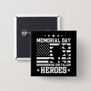 Bóton Quadrado 5.08cm Memorial Day Vintage Design Veterans Day USA Flag