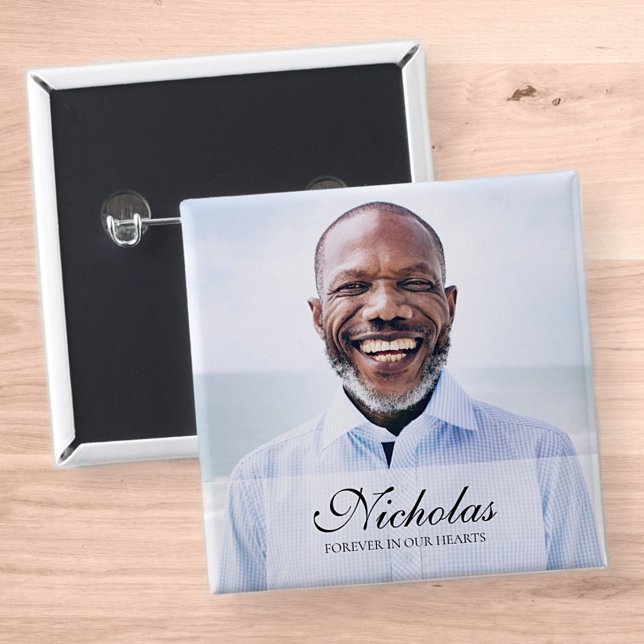 Bóton Quadrado 5.08cm Memorial de Fotografias Clássico e Simples (Criador carregado)