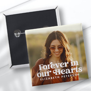 Bóton Quadrado 5.08cm Memorial de Fotografias Personalizadas Simples par
