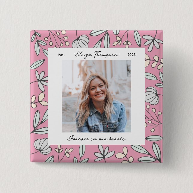 Bóton Quadrado 5.08cm Memorial do Jardim Flor (Frente)