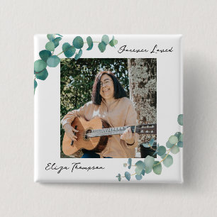 Bóton Quadrado 5.08cm Memorial Elegante Greenery