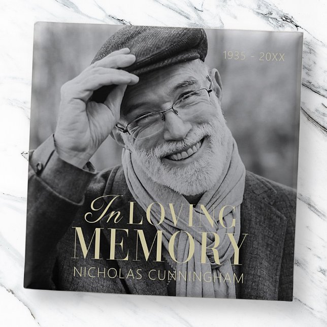 Bóton Quadrado 5.08cm Memorial Elegante Moderno de Memória Amante (Criador carregado)