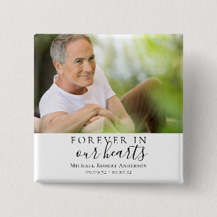Bóton Quadrado 5.08cm Memorial Fotográfico para sempre em nossos coraçõe