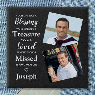 Bóton Quadrado 5.08cm Memorial Poem Faux Leather Foto