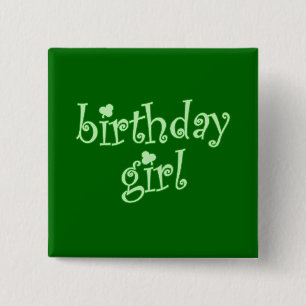 Bóton Quadrado 5.08cm Menina do aniversário para meninas do aniversári