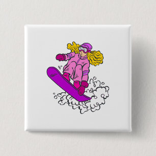 Bóton Quadrado 5.08cm Menina do Snowboard