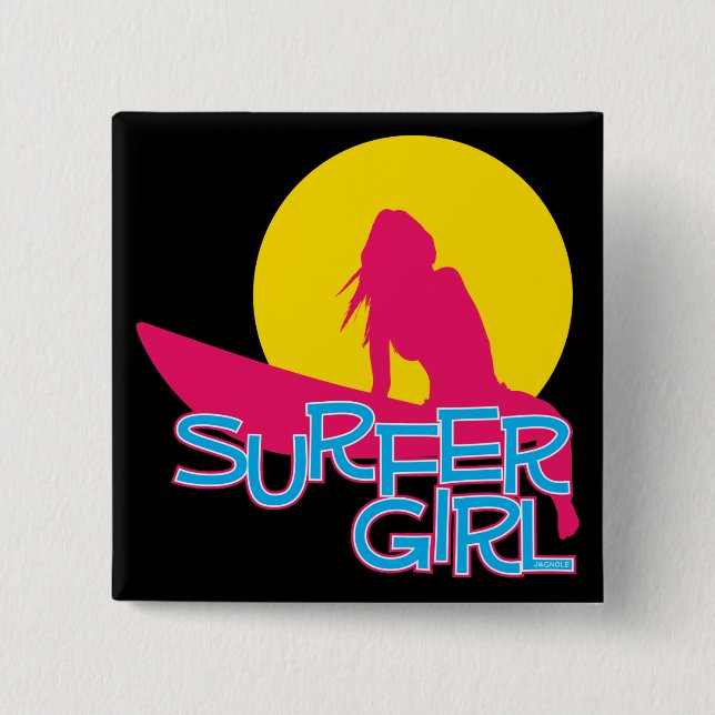 Bóton Quadrado 5.08cm Menina do surfista (Frente)