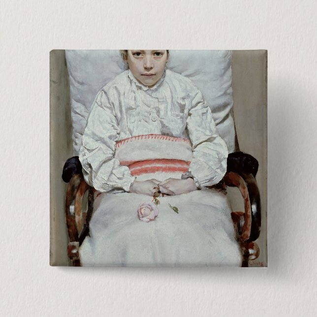 Bóton Quadrado 5.08cm Menina doente (Frente)