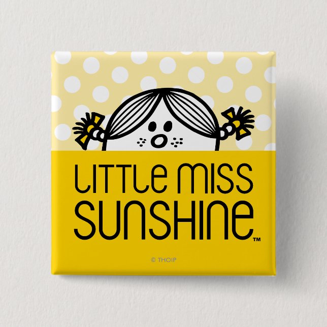 Bóton Quadrado 5.08cm Menina Sunshine Peeking (Frente)