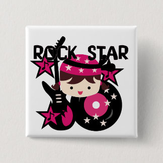Bóton Quadrado 5.08cm Menina triguenha da estrela do rock