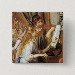 Bóton Quadrado 5.08cm Meninas ao Piano
