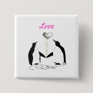 Bóton Quadrado 5.08cm Meninas Bonito Pinguins Bonitos Adoram Crachá