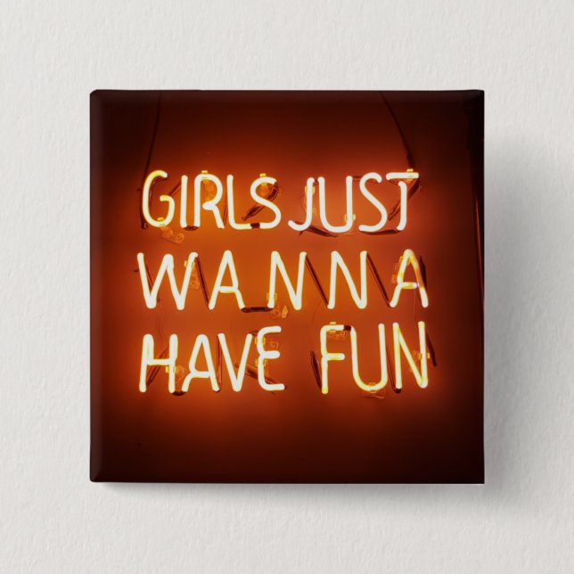 Bóton Quadrado 5.08cm Meninas Só Querem Botão Quadrado (Frente)