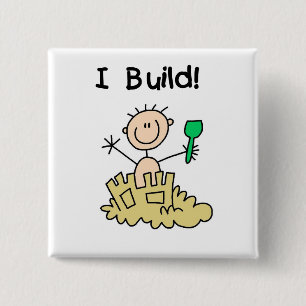 Bóton Quadrado 5.08cm Menino eu construo o camiseta e os presentes dos
