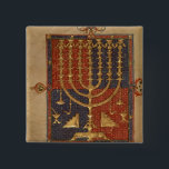 Bóton Quadrado 5.08cm Menorah e outras embarcações do templo<br><div class="desc">A escola espanhola adiciona a Senhora 15250 f.3v Menorah e outras embarcações do templo, do "duque da bíblia espanhola de Sussex", Catalonia localizaram no British Library, Londres, Reino Unido. A Senhora 15250 f.3v Menorah e outras embarcações da adição do templo, do "duque da bíblia espanhola de Sussex", Catalonia foi criada...</div>