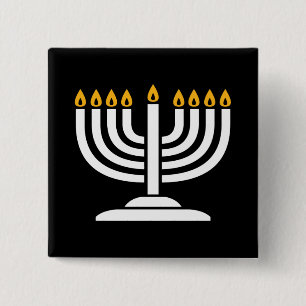 Bóton Quadrado 5.08cm Menorah - Feliz presente de Natal Judeu Hanukkah