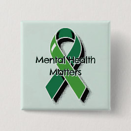 Bóton Quadrado 5.08cm Mental Health Matters Pop Art Faixa Verde