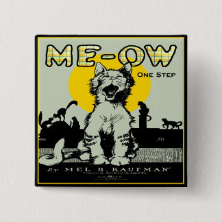 Bóton Quadrado 5.08cm Meow Cat Art - Vintage